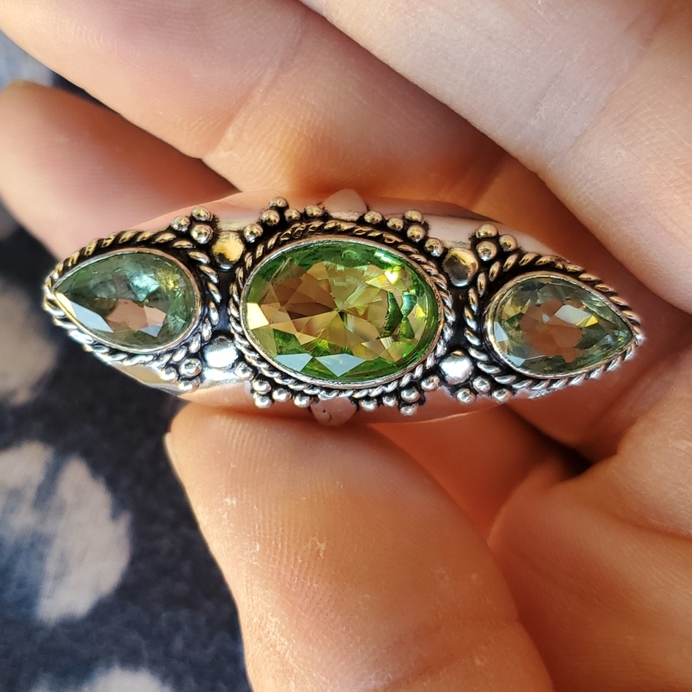New Tsavorite 925 Silver Statement Ring.